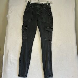 SPANX Women's Denim  Ankle Cargo Pants  Washed Black Dark Gray Size S/P  EUC